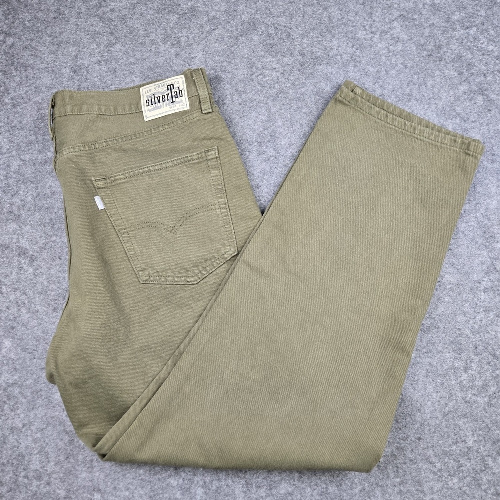 Levis Silvertab Loose Jeans Mens 34x32 (Fits 36x30) OD Green Modern Skater Retro